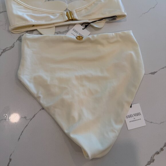 🌺 BAHIA MARIA x Anthropologie Plumeria Bikini Top Bottoms Swim Set Ivory White - Picture 11 of 16